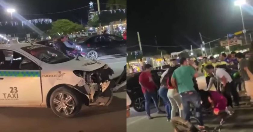 Celebración de americanistas termina mal; moto choca contra taxi y acaba en convulsión