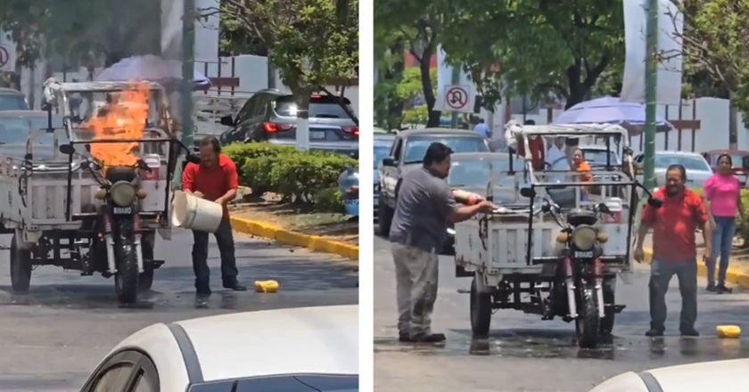 De emergencia a video viral: hombre apaga incendio en una motocicleta con una Coca-Cola