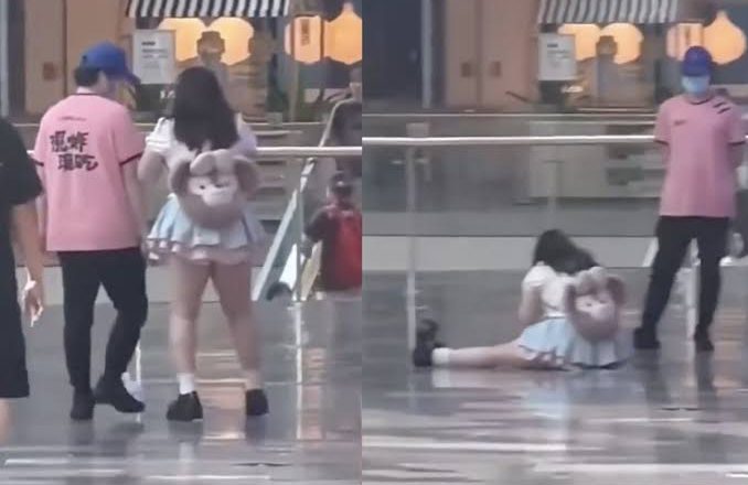 Joven le hace berrinche a su novio en pleno centro comercial