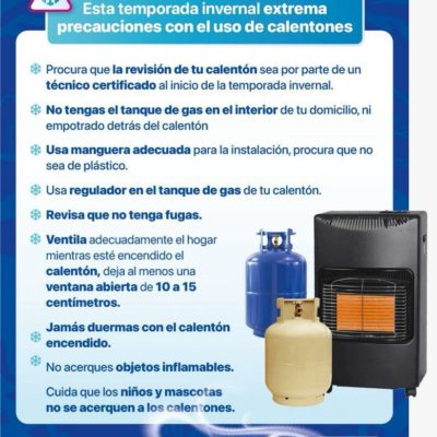 Exhorta CEPC a tomar precauciones en el uso de aparatos calefactores